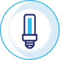 Icon representing fluorescence-based screening assays for SLC transporter drug discovery, featuring a stylized lightbulb to symbolise detection of fluorescent signals in high-throughput screening formats. 